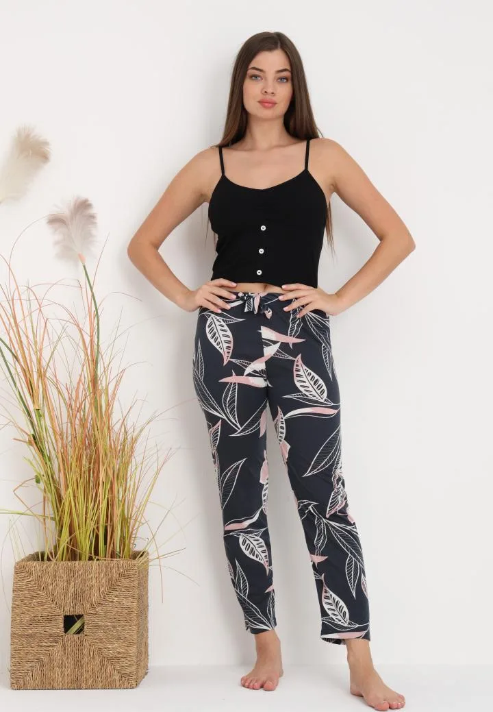 Pantaloni de Pijama Dama ,Culoare Bleumarin cu Roz,Engros — Image 6