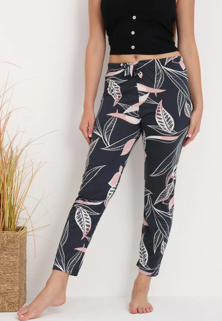 Pantaloni de Pijama Dama ,Culoare Bleumarin cu Roz,Engros — Image 7