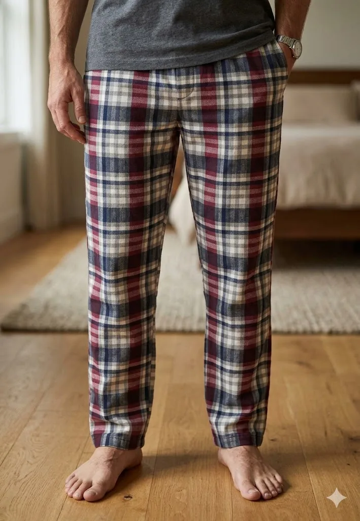 Pantaloni de Pijama Barbati ,Culoare Alb cu Rosu,Engros — Imaginea 1