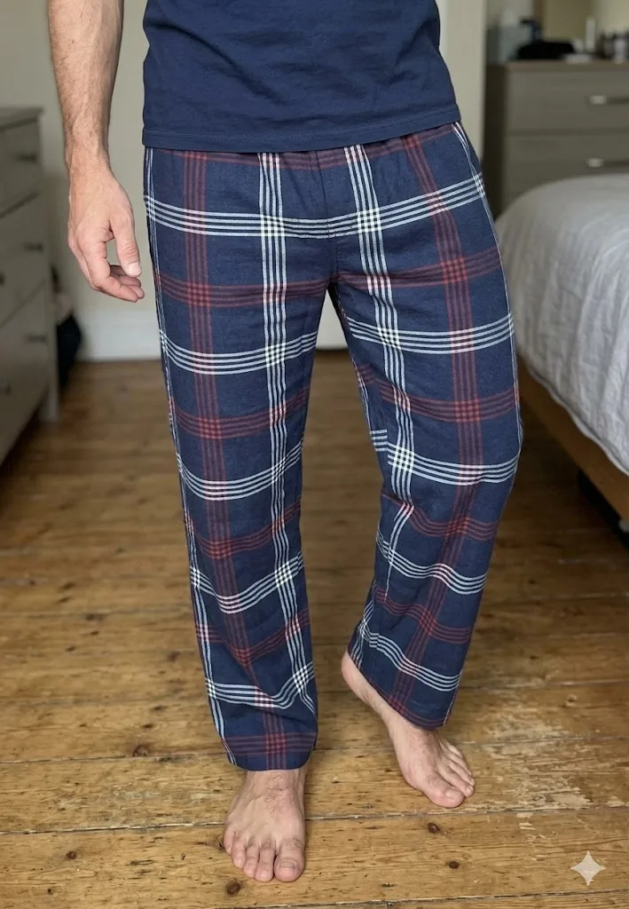 Pantaloni de Pijama Barbati ,Culoare Bleumarin cu Alb , Engros — Görsel 1