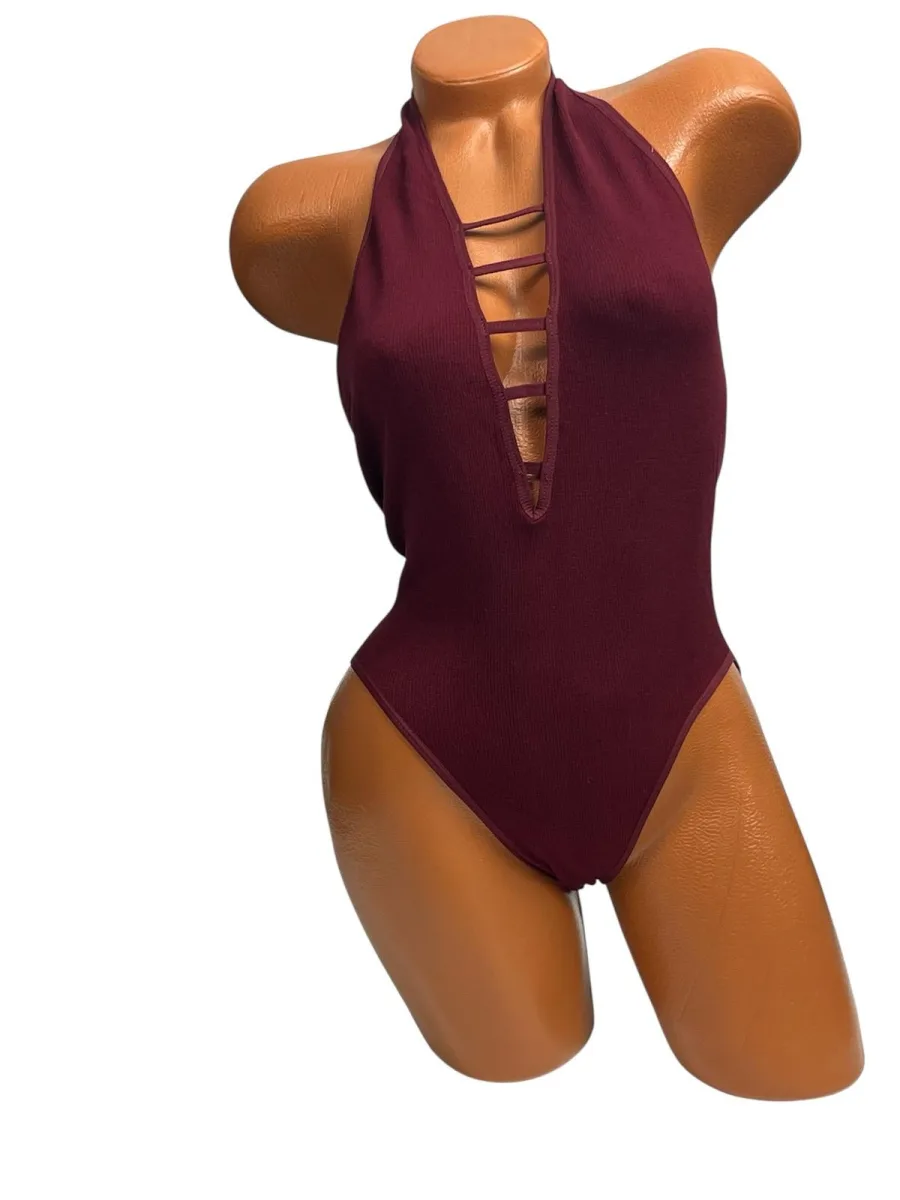 Body De Dama, Fara Bretele si Chilot Clasic ,Culoare Bordo ,Engros — Image 2