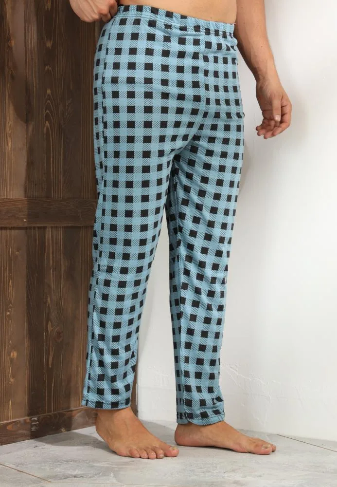 Pantaloni de Pijama ,Big Size ,Barbati,Culoare Turcoaz cu Negru,Engros — Imaginea 3