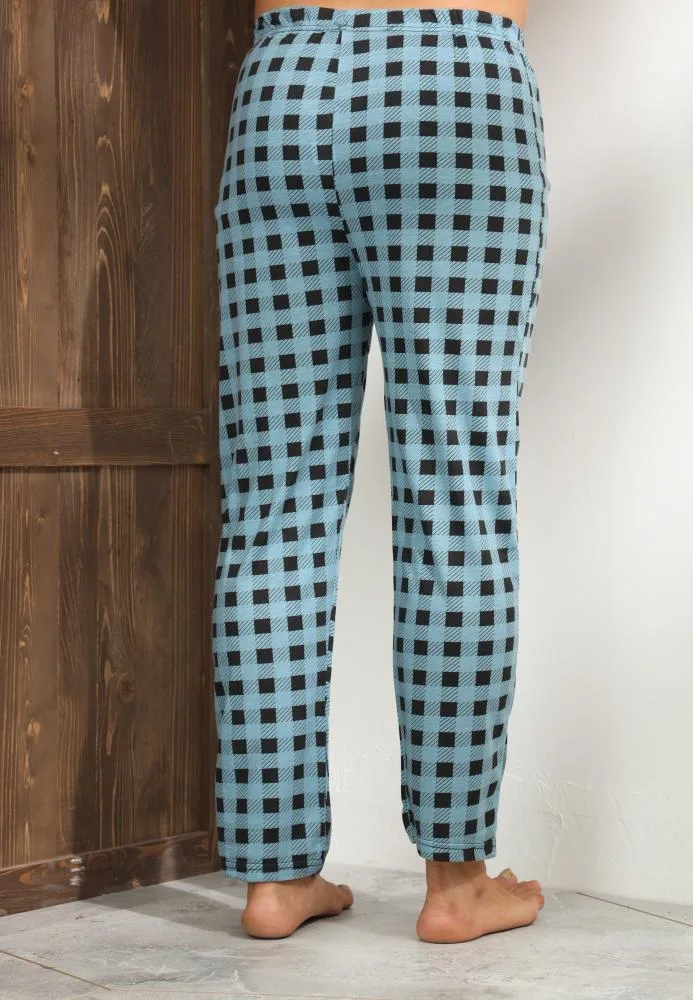Pantaloni de Pijama ,Big Size ,Barbati,Culoare Turcoaz cu Negru,Engros — Imaginea 4