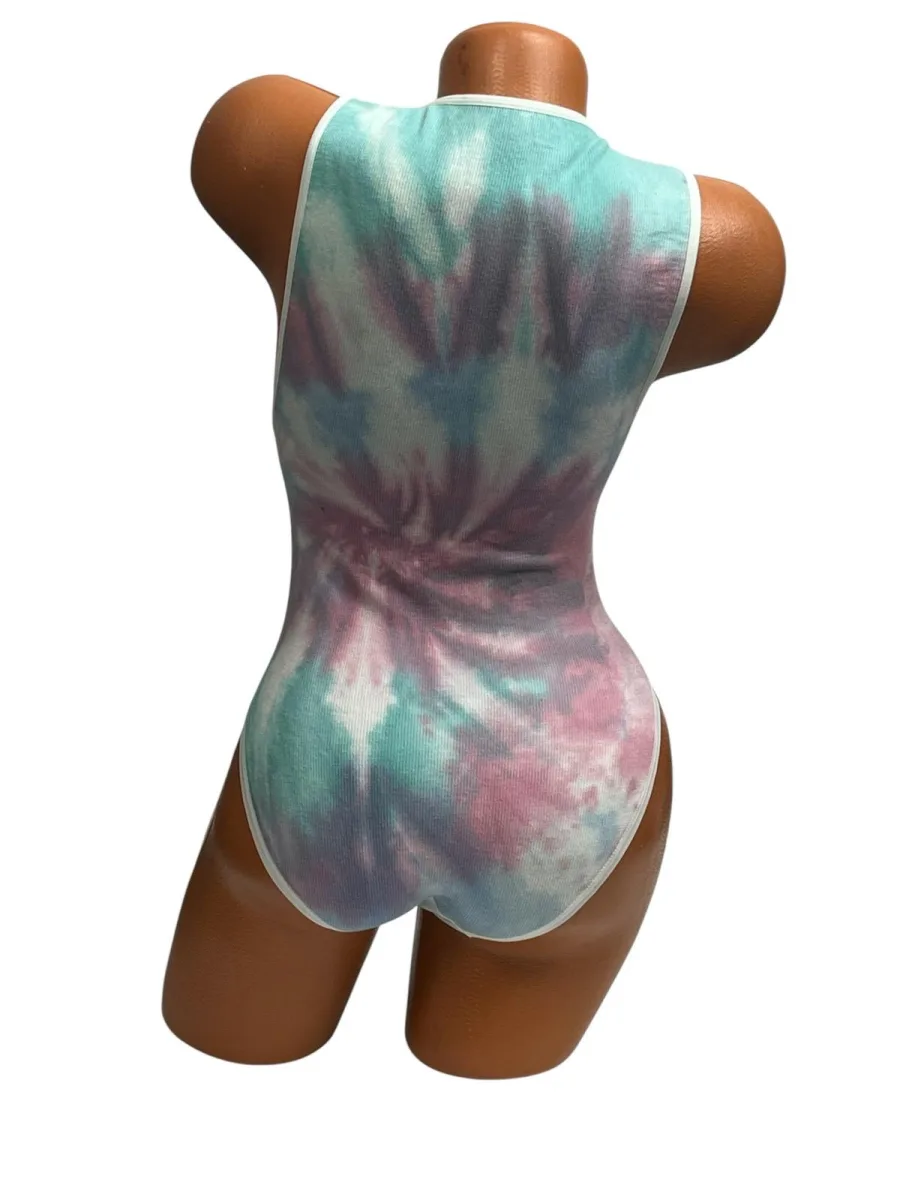 Body Dama cu Bretea Lata si Chilot Clasic ,Culoare Imprimeu tie-dye (efect de vopsire) ,Engros — Image 2