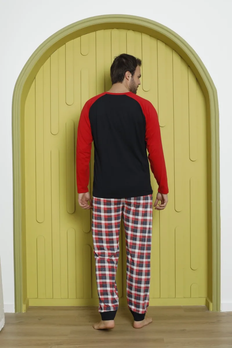 Pijama barbati Craciun "Meryy Xmas" maneca lunga ,pantaloni lungi,Culoare Rosu, Engros — Image 6