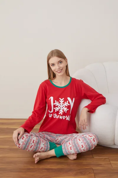 Pijama Dama Craciun ,maneca lunga ,pantaloni lungi,Engros
