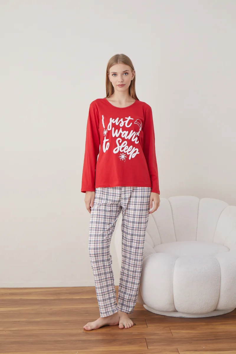 Pijama Dama Craciun   ,maneca lunga ,pantaloni lungi,Engros — Image 1