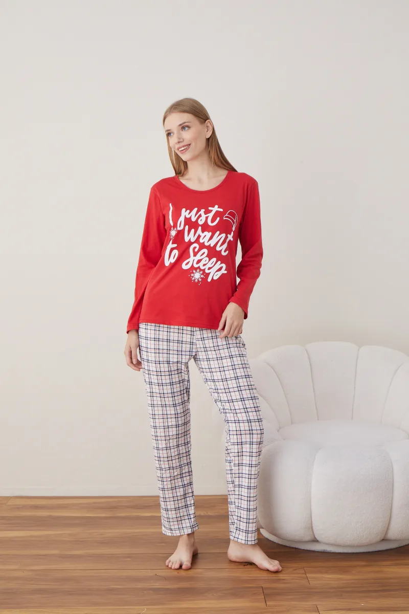 Pijama Dama Craciun   ,maneca lunga ,pantaloni lungi,Engros — Image 2