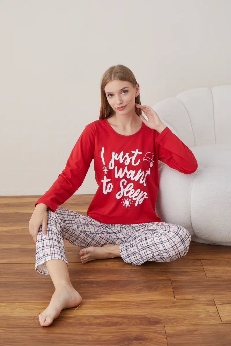 Pijama Dama Craciun   ,maneca lunga ,pantaloni lungi,Engros — Image 3