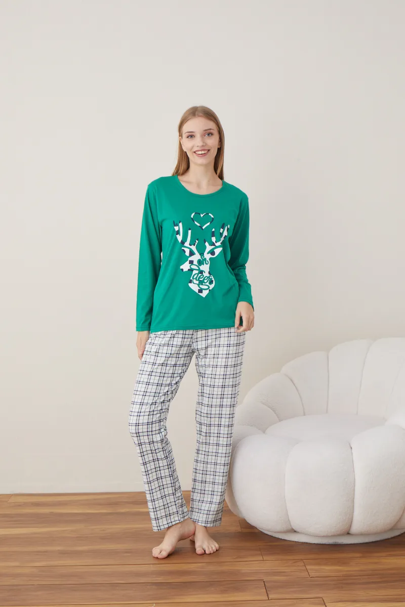 Pijama Dama Craciun  ,maneca lunga ,pantaloni lungi,Engros — Imaginea 2