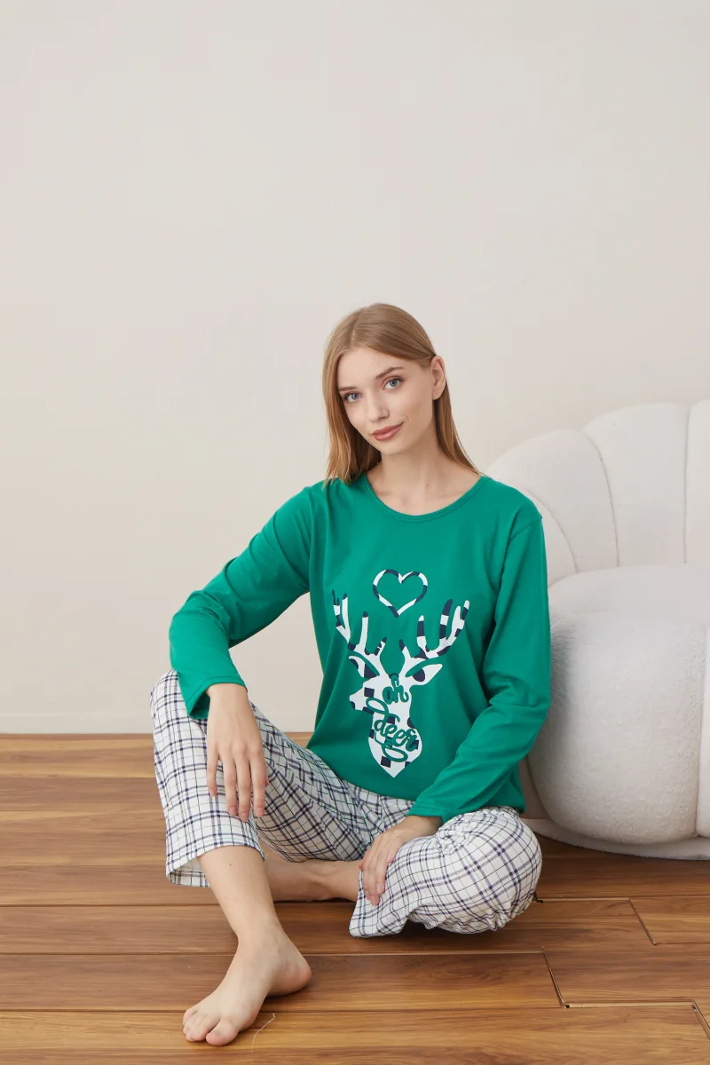Pijama Dama Craciun  ,maneca lunga ,pantaloni lungi,Engros — Imaginea 5