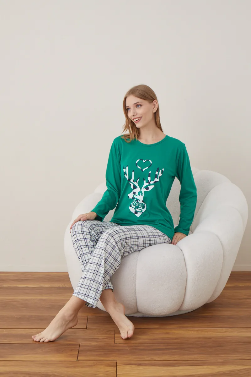 Pijama Dama Craciun  ,maneca lunga ,pantaloni lungi,Engros — Imaginea 7