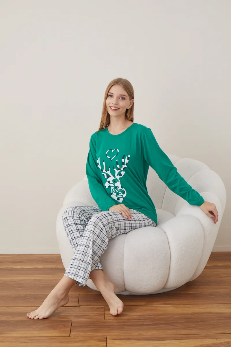Pijama Dama Craciun  ,maneca lunga ,pantaloni lungi,Engros — Imaginea 8