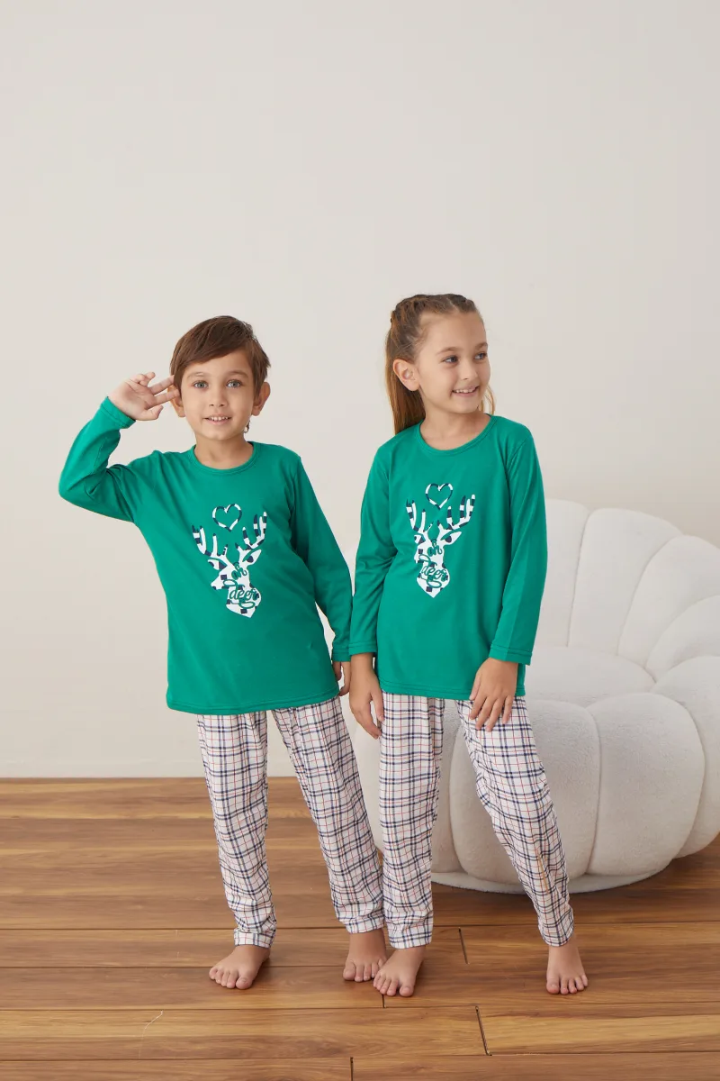 Pijamale de Crăciun pentru Copii,Culoare Verde,Engros — Image 3