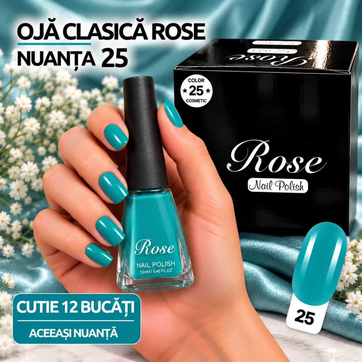 Ojă clasică Rose 12 ml - Nuanța 25 - Set 12 bucăți — Görsel 1