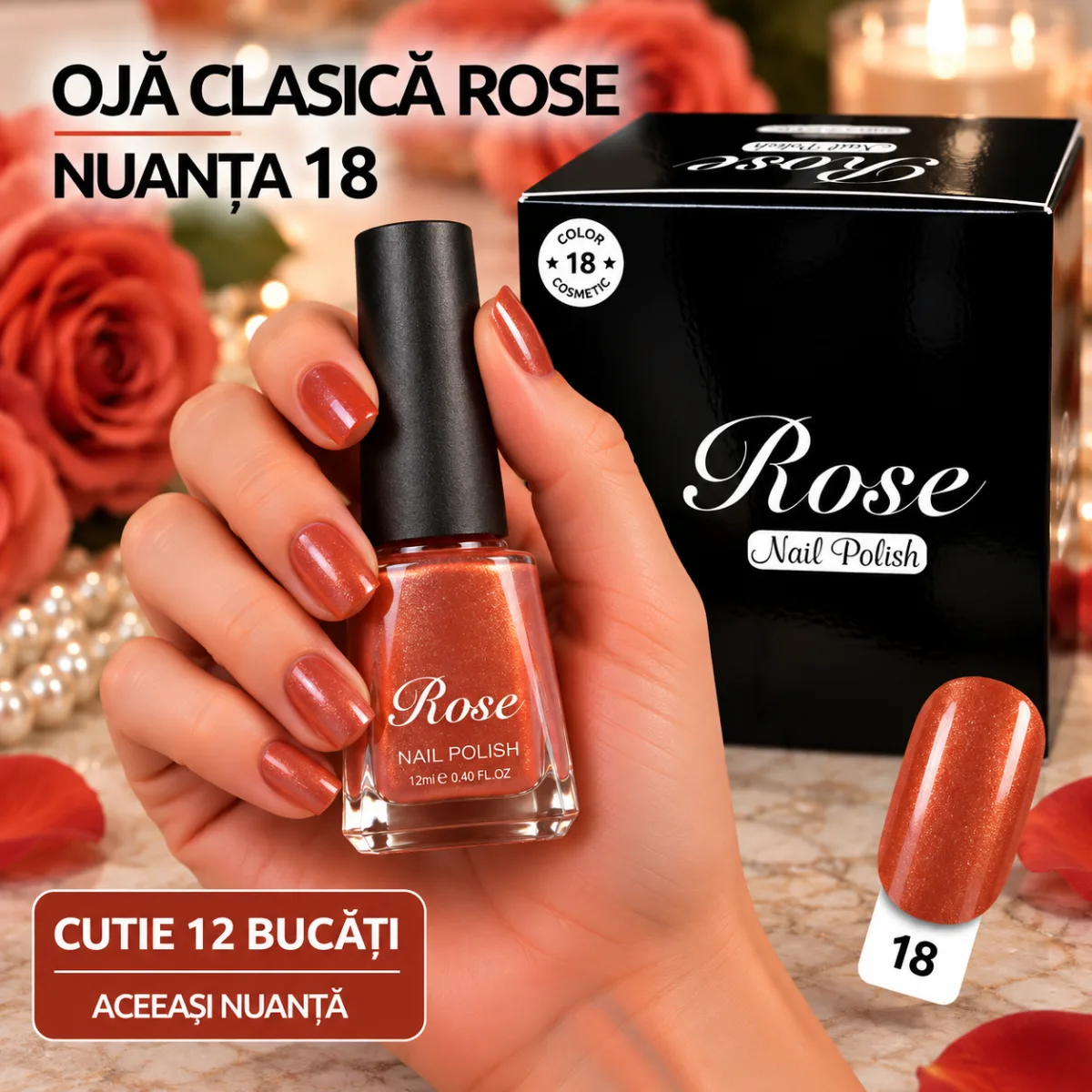Ojă clasică Rose Nuanța 18 - cutie 12 bucăți En-Gross — Image 1