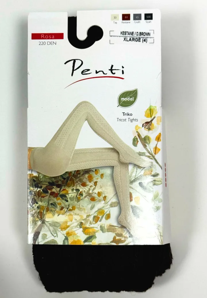 Dres damă Penti 220 DEN ,,Rosa''- cu model croșetat, Culoare maro ,Engros — Görsel 1