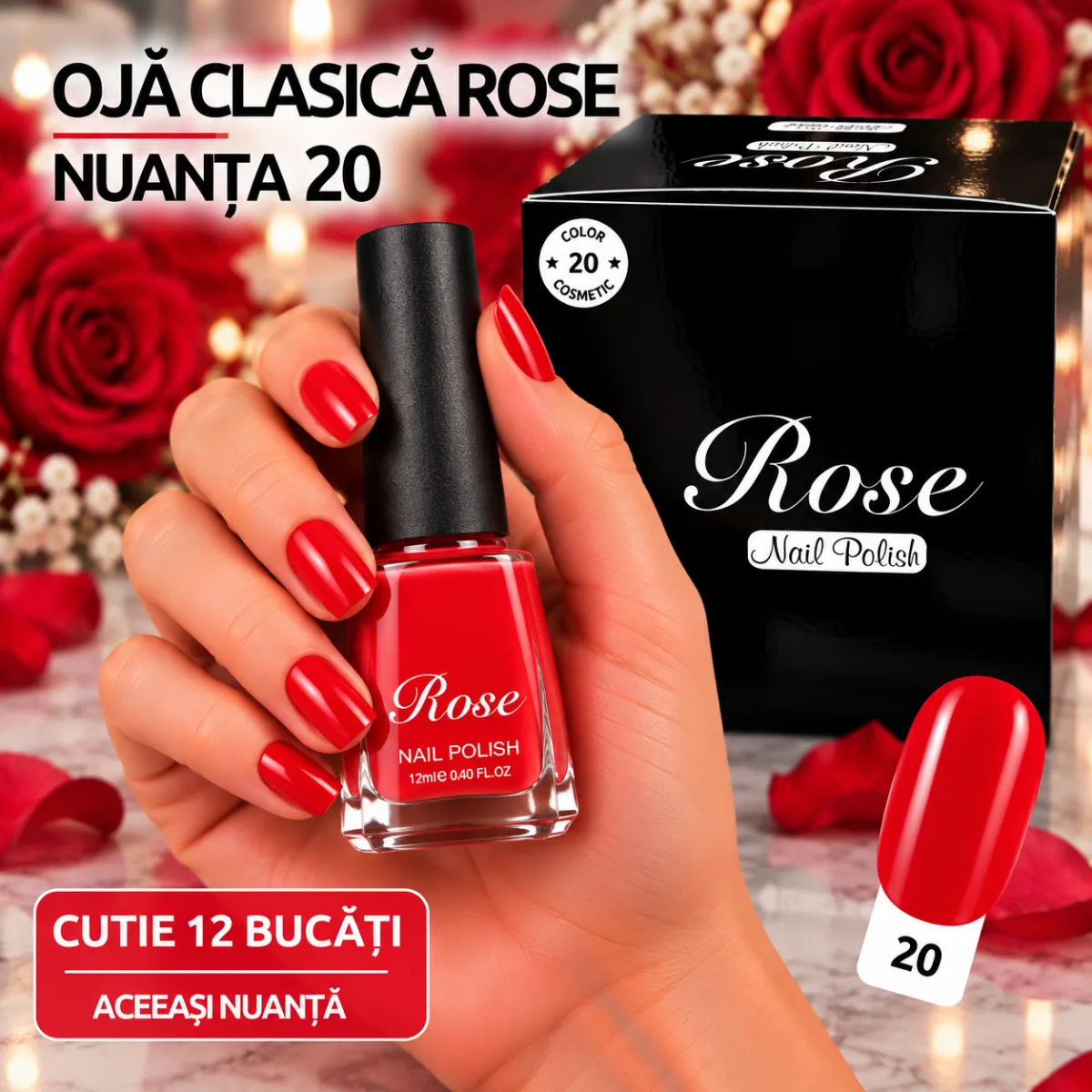 Ojă clasică - Rose Nail Polish, nuanța 20 Angro — Image 1