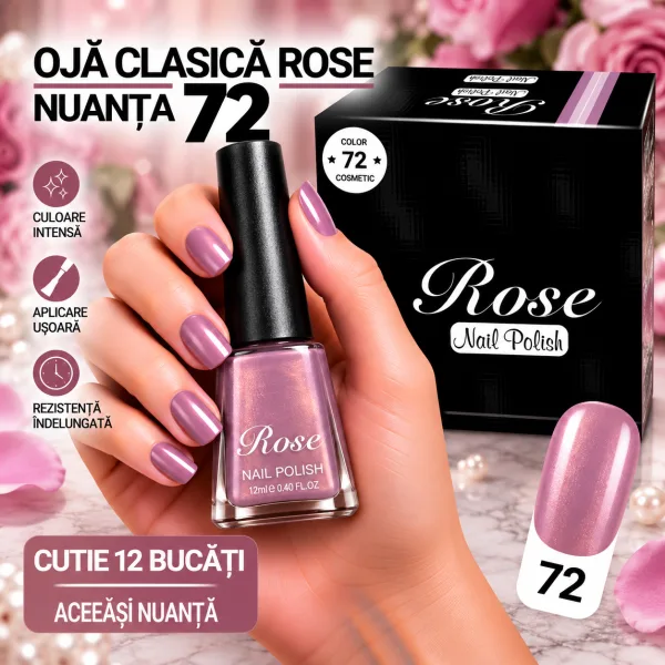 Ojă Clasică Rose Engros - Nuanța 72 - Cutie 12 Bucăți