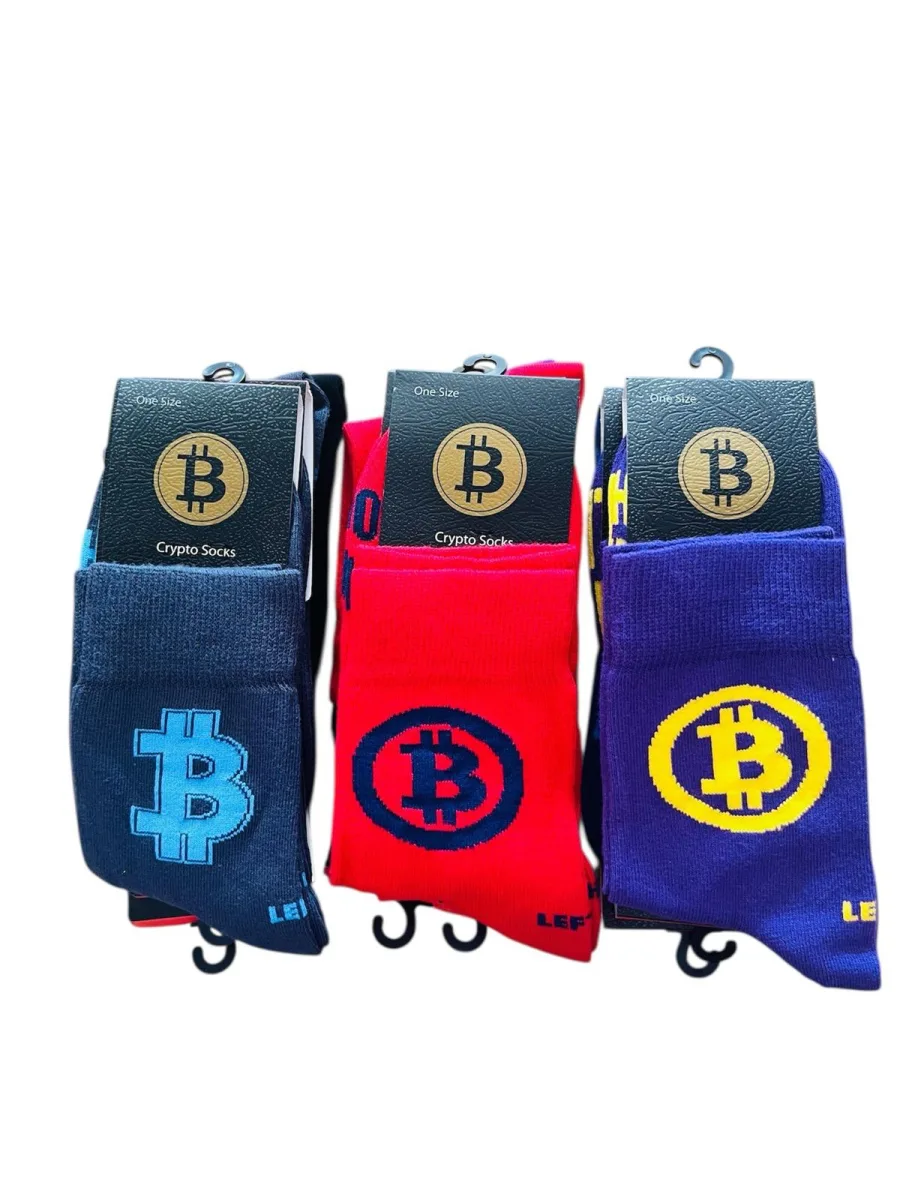 Sosete barbatesti ,Imprimeu Bitcoin,Culoare Diversificata,Engros — Imaginea 2