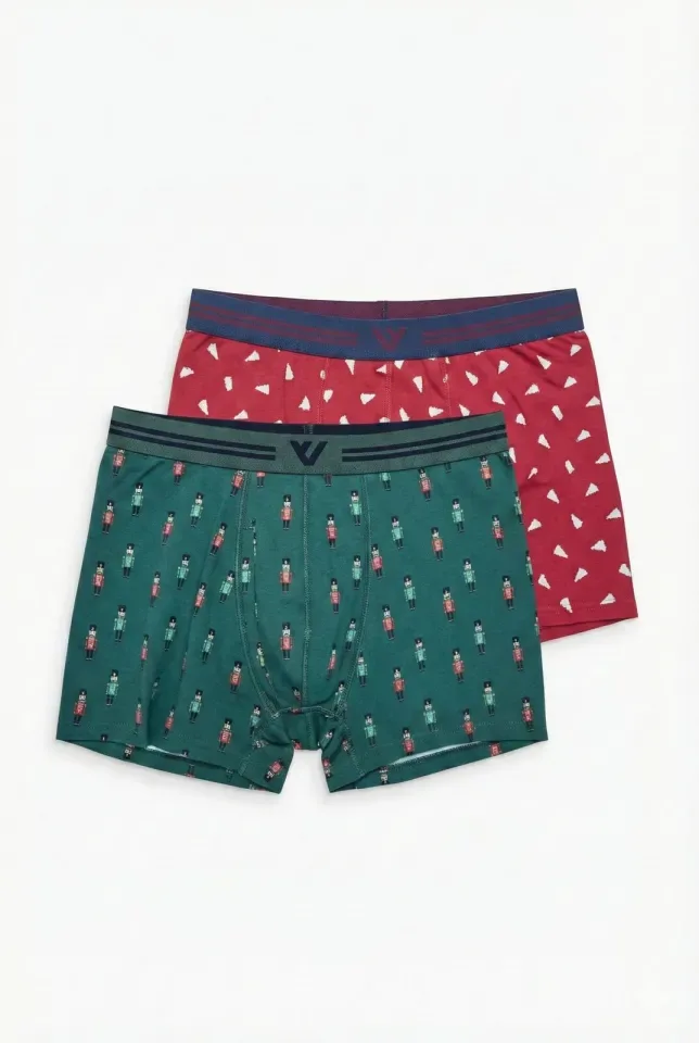 Boxeri barbati de Craciun, imprimeu emoji craciun,culoare diversificata,En-gros — Image 1