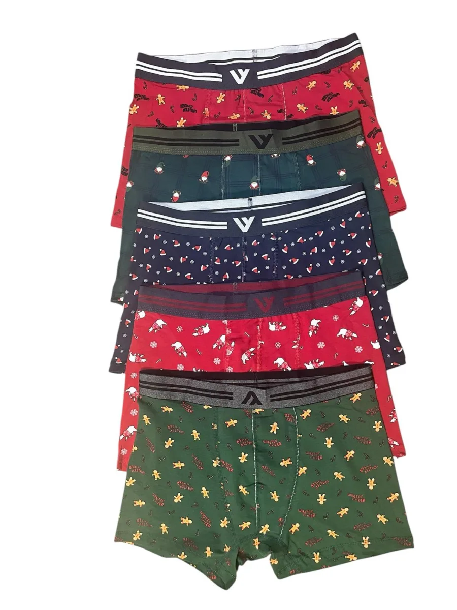 Boxeri barbati de Craciun, imprimeu emoji craciun,culoare diversificata,En-gros — Görsel 3