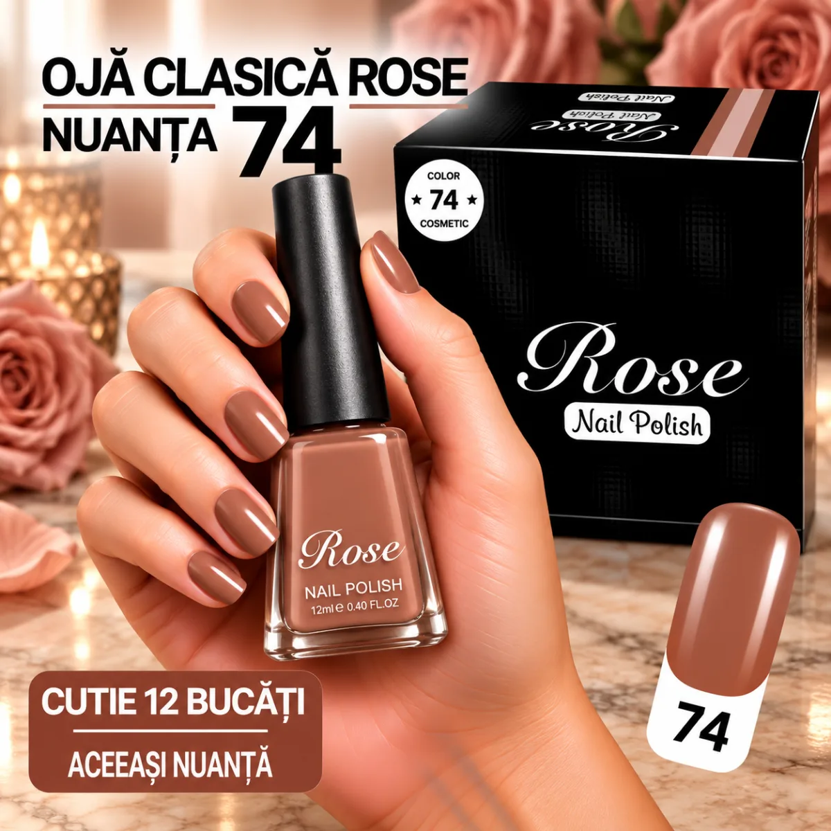 Ojă Clasică Rose Engros - Nuanța 74 - Cutie 12 Bucăți — Image 1