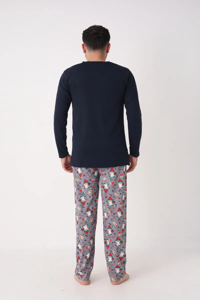 Pijama barbati Craciun,maneca lunga si pantaloni lungi,imprimeu pitic,En-gros — Image 1