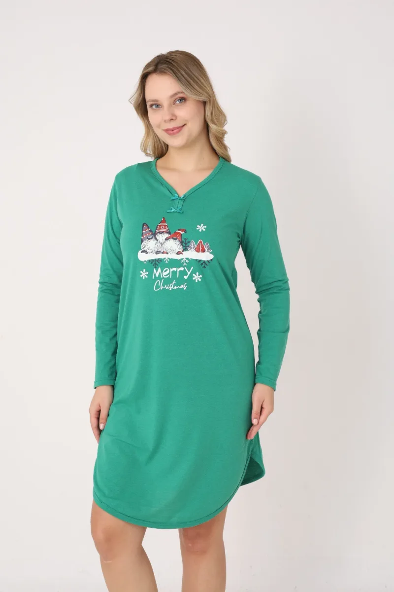 Camasa de noapte Craciun,Imprimeu Merry Christmas,En-gros — Görsel 2