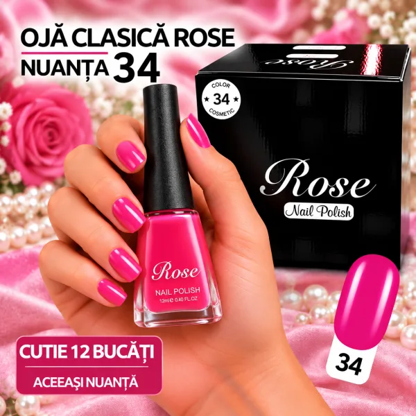 Ojă Clasică Rose Engros - Nuanța 34 - Cutie 12 Bucăți