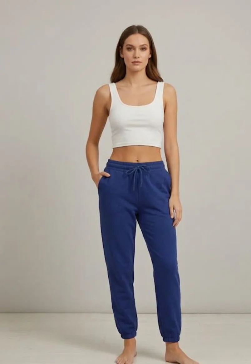 Pantaloni de trening damă,culoare albastru cu elastic și șiret,Engros — Görsel 1
