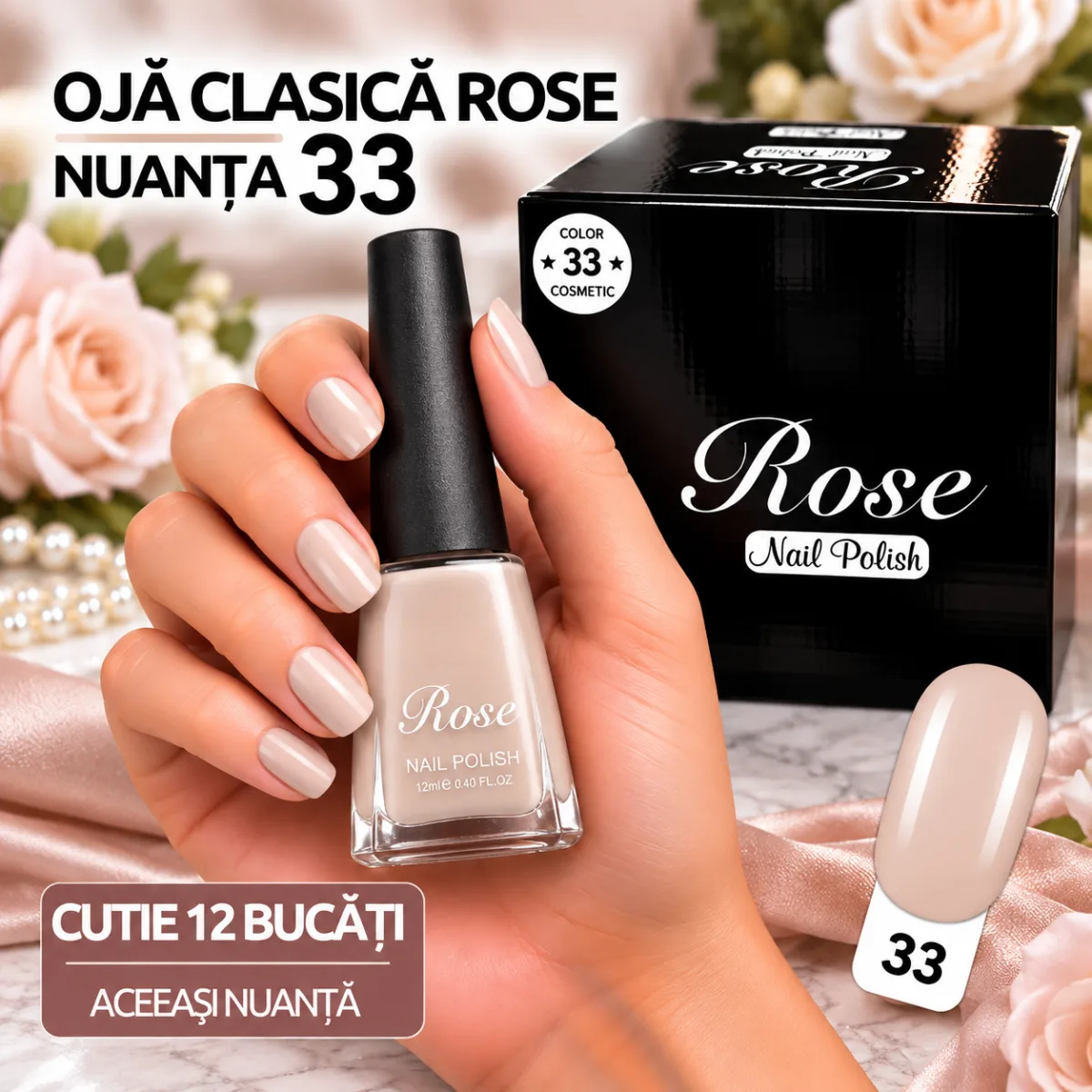 Ojă Clasică Rose Engros - Nuanța 33 - Cutie 12 Bucăți — Imaginea 1