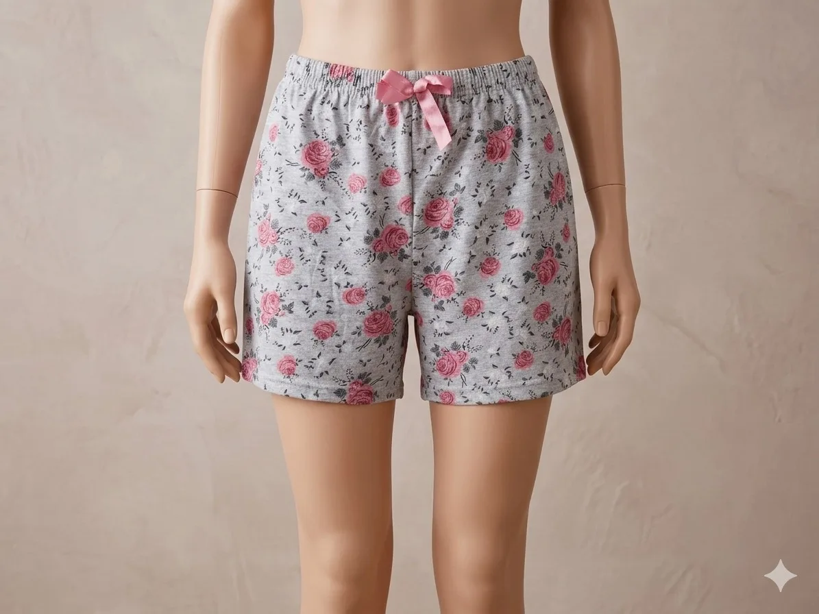 Pantalon scurt dama Serena,culoare gri cu roz,Engros — Görsel 1