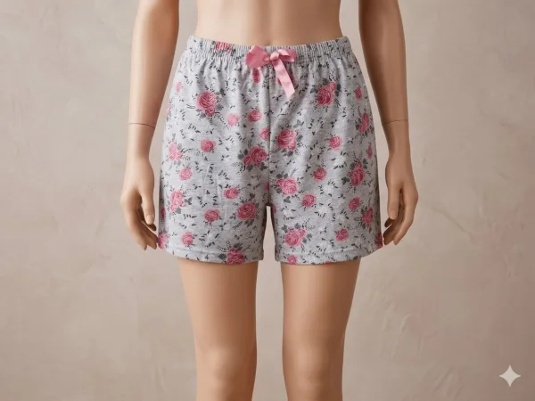 Pantalon scurt dama Serena,culoare gri cu roz,Engros