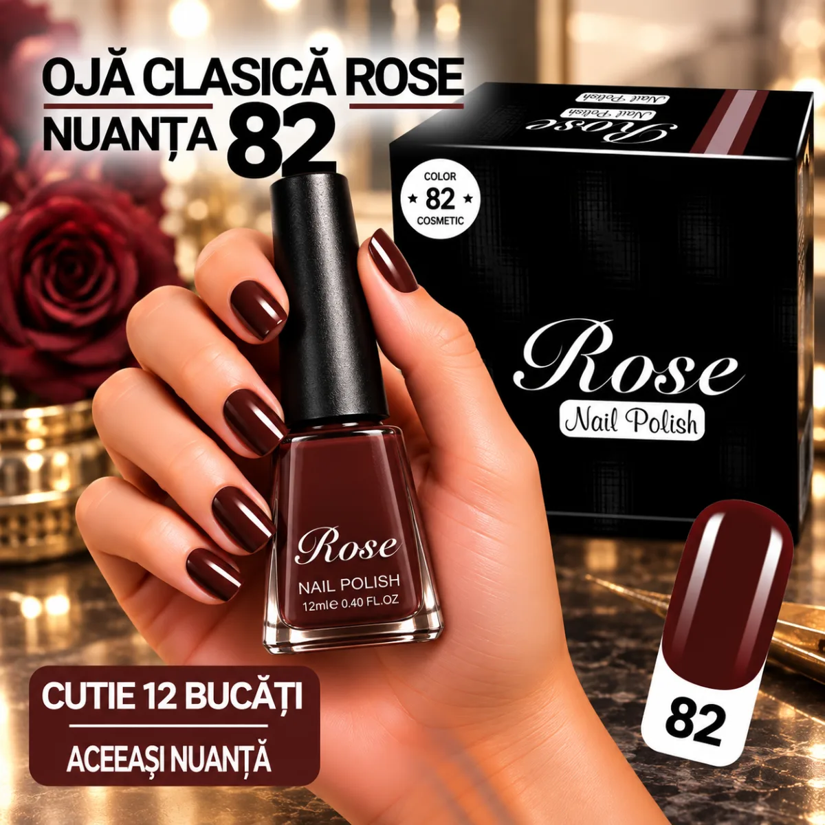 Ojă Clasică Rose Engros - Nuanța 82 - Cutie 12 Bucăți — Imaginea 1