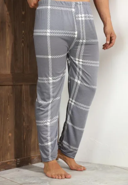 Pantaloni de Pijama Barbati Serena Culoare Gri cu Alb,Engros,Engros