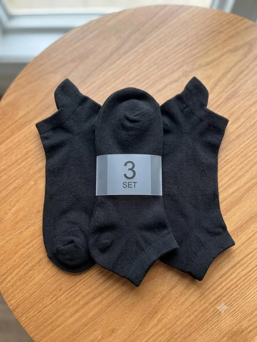 Șosete scurte barbat Serena 3/set ,culoare negru Engros — Görsel 1