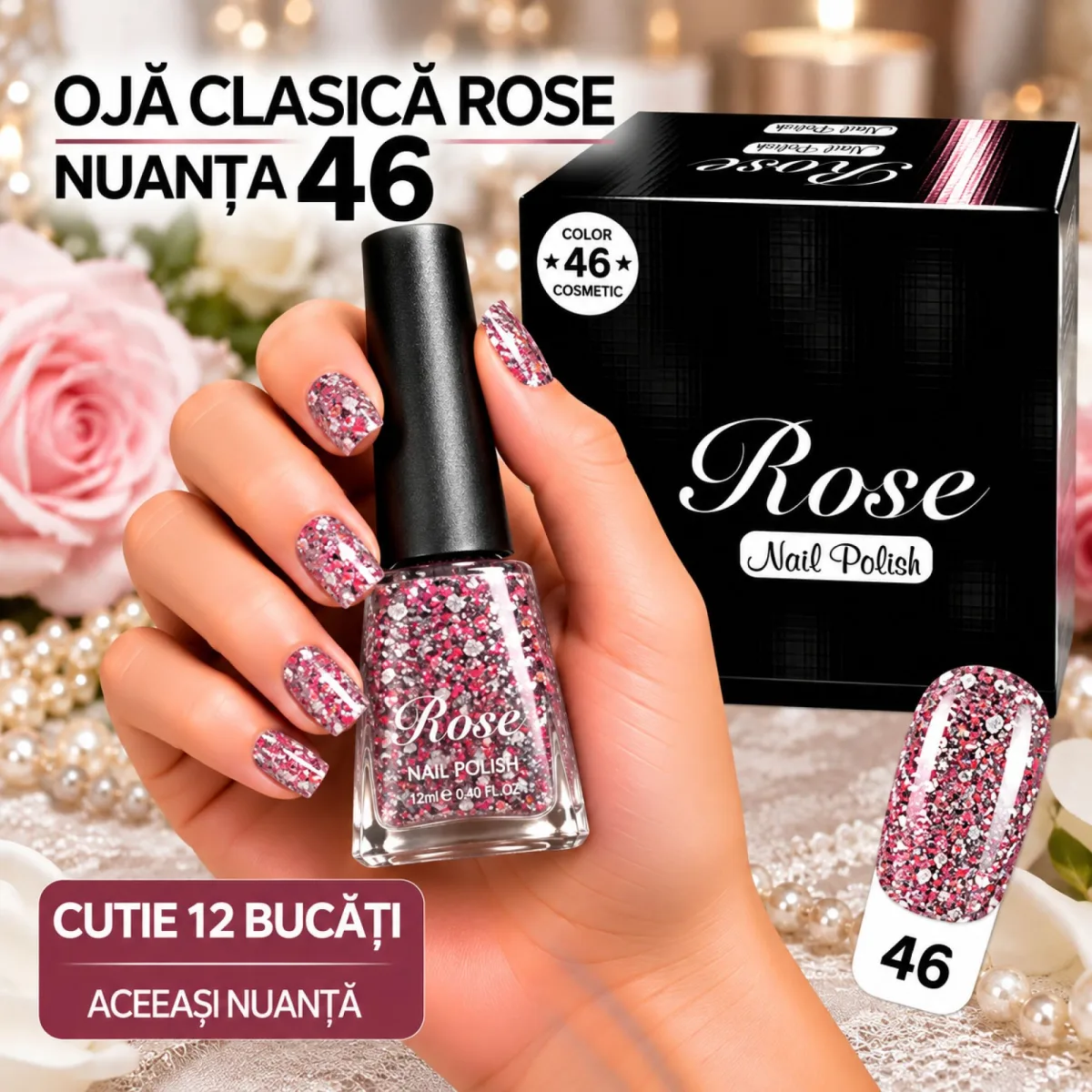 Ojă Clasică Rose Engros - Nuanța 46 - Cutie 12 Bucăți — Image 1