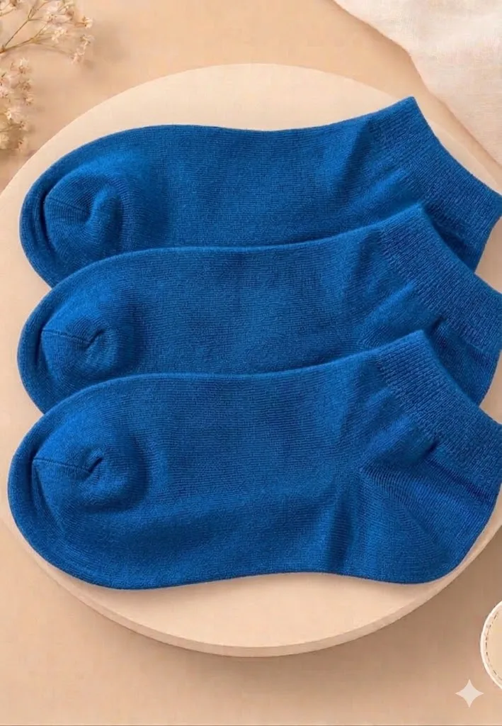 Șosete Scurte damă cu talpa prosop Serena 3/set–  culoare albastru ,Engros — Image 1