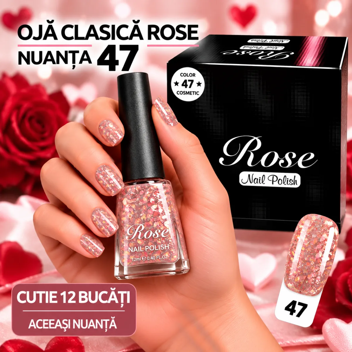 Ojă Clasică Rose Engros - Nuanța 47 - Cutie 12 Bucăți — Image 1