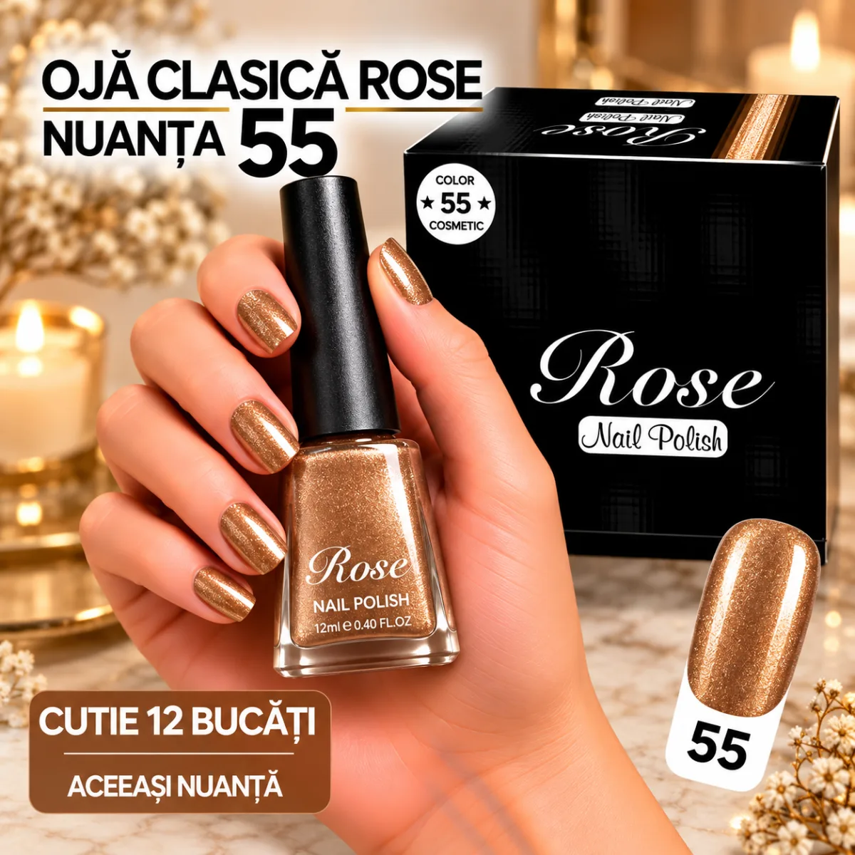 Ojă Clasică Rose Engros - Nuanța 55 - Cutie 12 Bucăți — Image 1