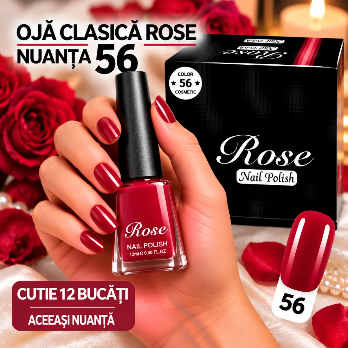 Ojă Clasică Rose Engros - Nuanța 56 - Cutie 12 Bucăți — Image 1