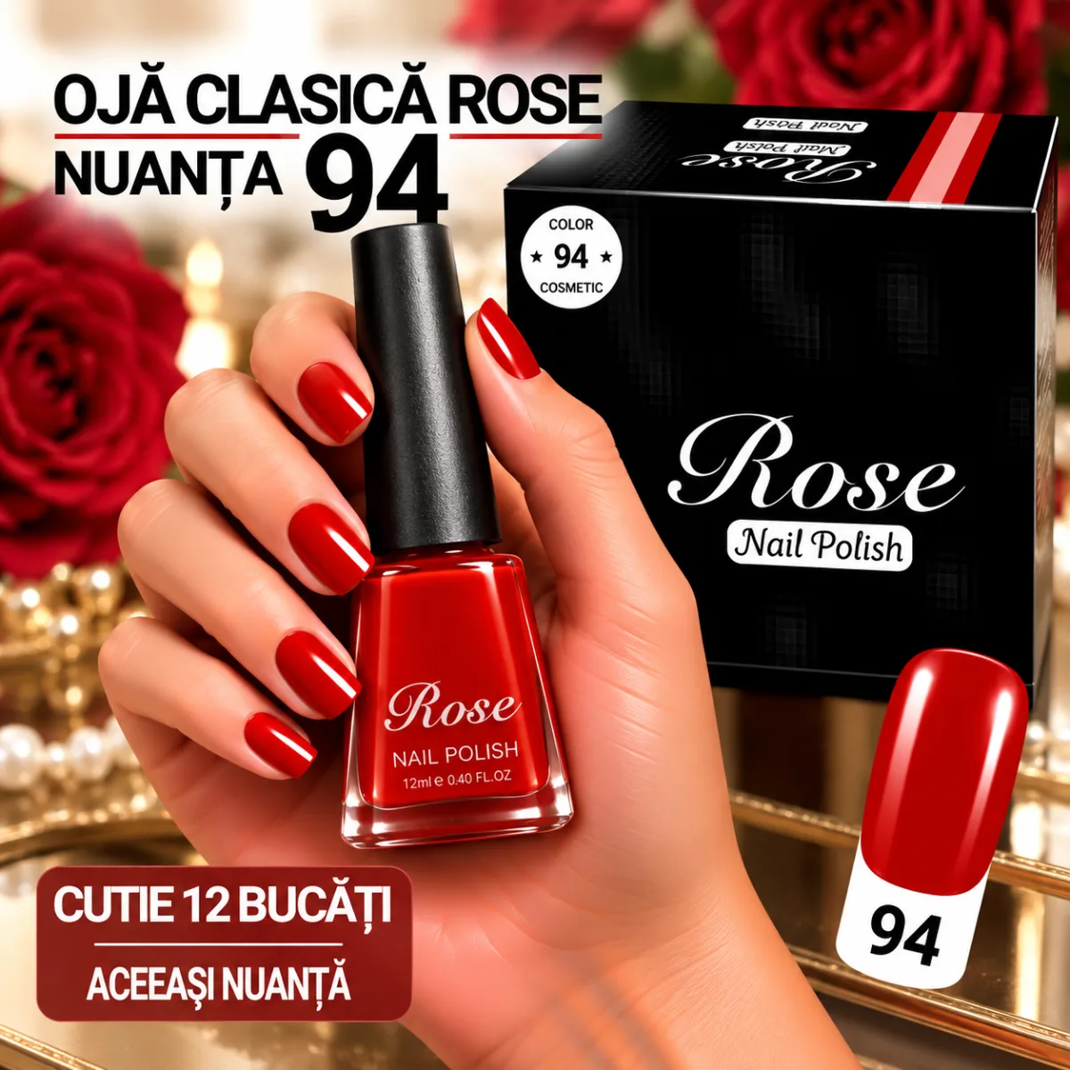 Ojă Clasică Rose Engros - Nuanța 94 - Cutie 12 Bucăți — Image 1
