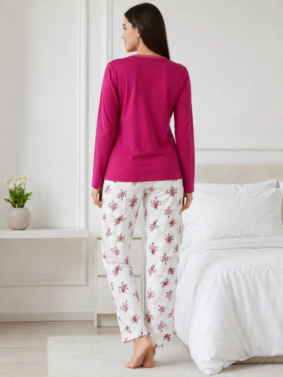 Pijama  damă  Serena   bluză cu maneca lunga și pantaloni - Siclam ,Engros — Image 4