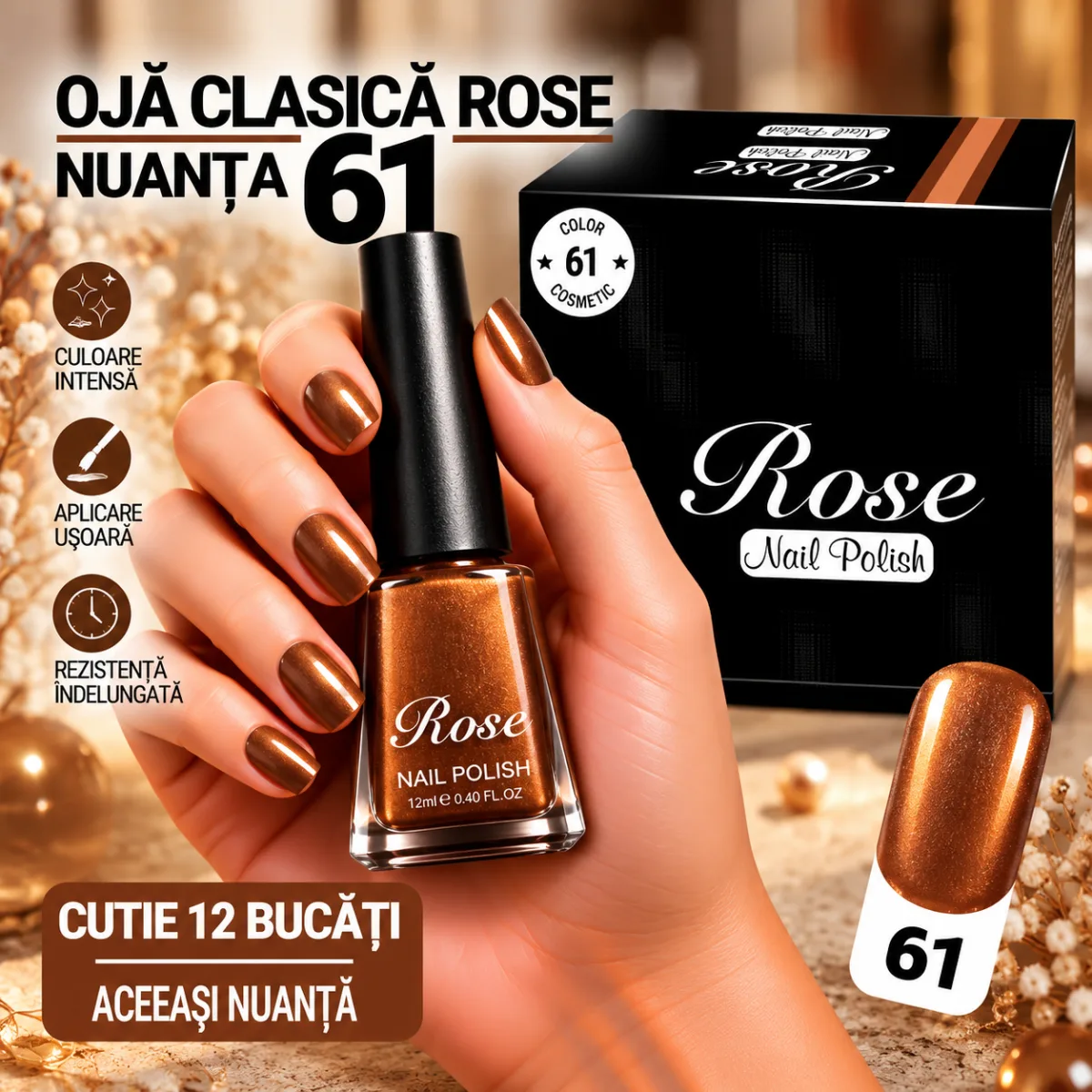 Ojă Clasică Rose Engros - Nuanța 61 - Cutie 12 Bucăți — Image 1