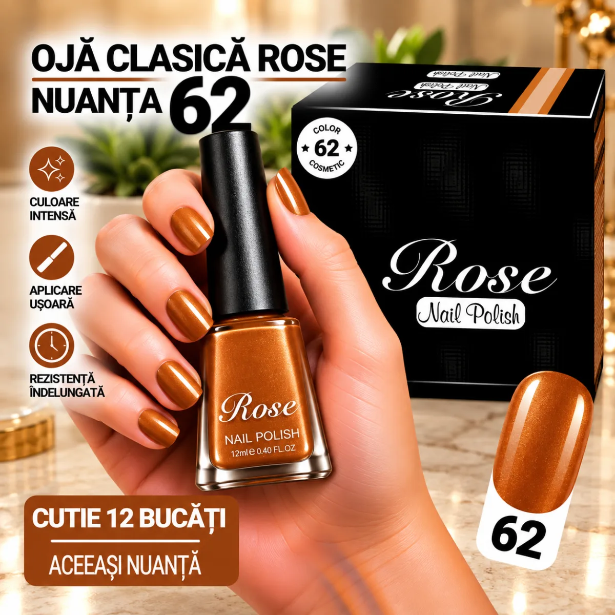 Ojă Clasică Rose Engros - Nuanța 62 - Cutie 12 Bucăți — Image 1