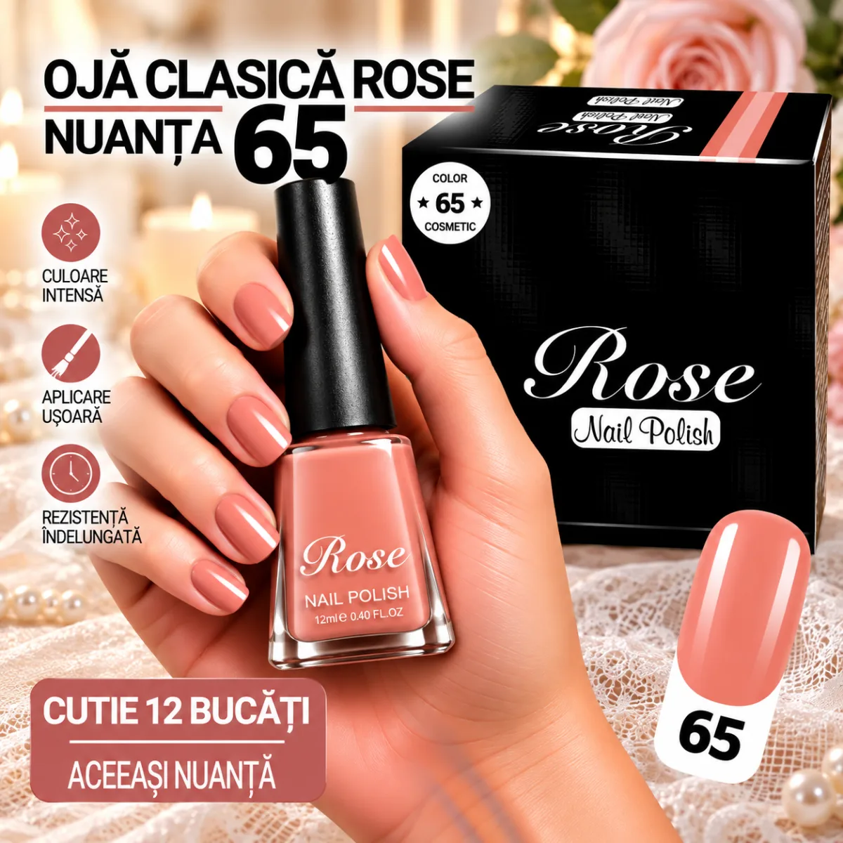 Ojă Clasică Rose Engros - Nuanța 65 - Cutie 12 Bucăți — Image 1