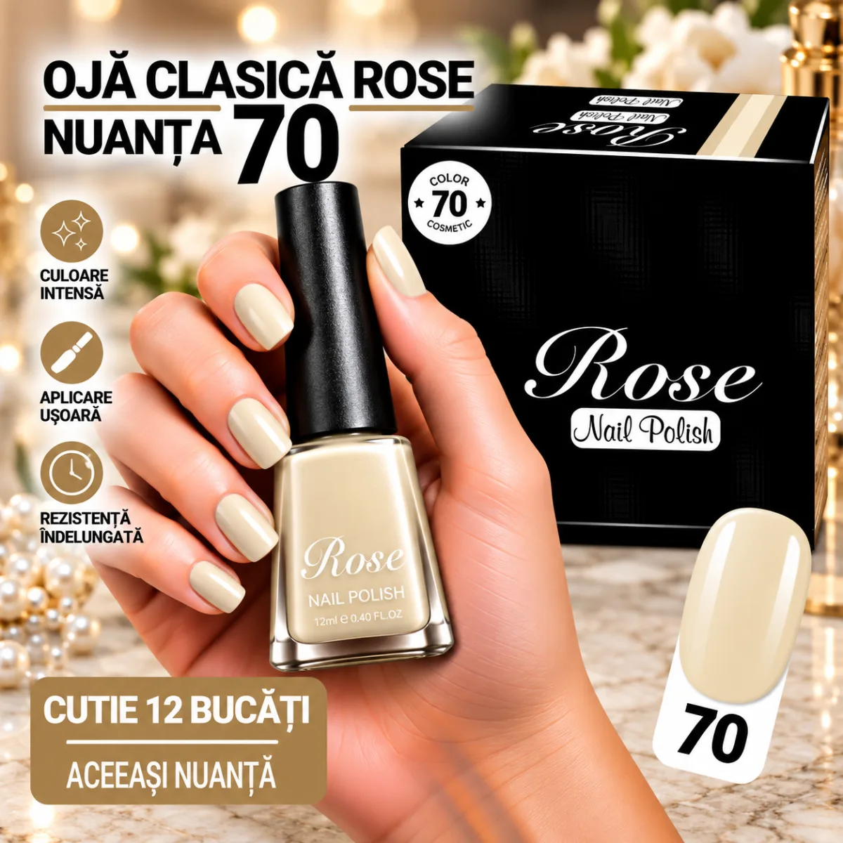 Ojă Clasică Rose Engros - Nuanța 70 - Cutie 12 Bucăți — Image 1