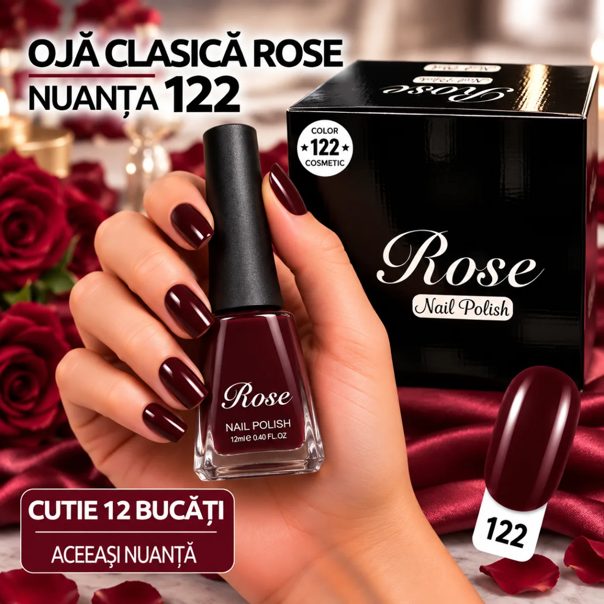 Ojă Clasică Rose 12 ml Engros - Nuanța 122 - Cutie 12 Bucăți — Görsel 1
