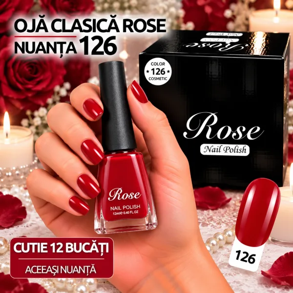 Ojă Clasică Rose Engros - Nuanța 126 - Cutie 12 Bucăți